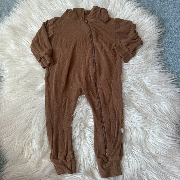 brown Kyte Baby hooded romper size 12-18 months - Picture 1 of 4